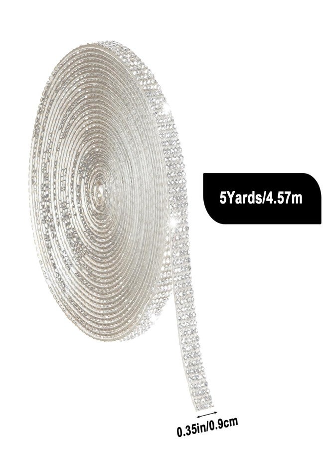 Marrywindix 5 Yards Self Adhesive Rhinestone Ribbons Glittery Sliver Crystal Strips Diamond Crystal Rhinestone Ribbon Roll Stickers for DIY Crafts Fabric Car Shoes Decoration - Image 3